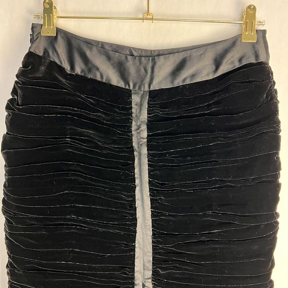 INC International Concepts Pencil Skirt Womens 4 Black Ruched Velvet Formal - Picture 4 of 14